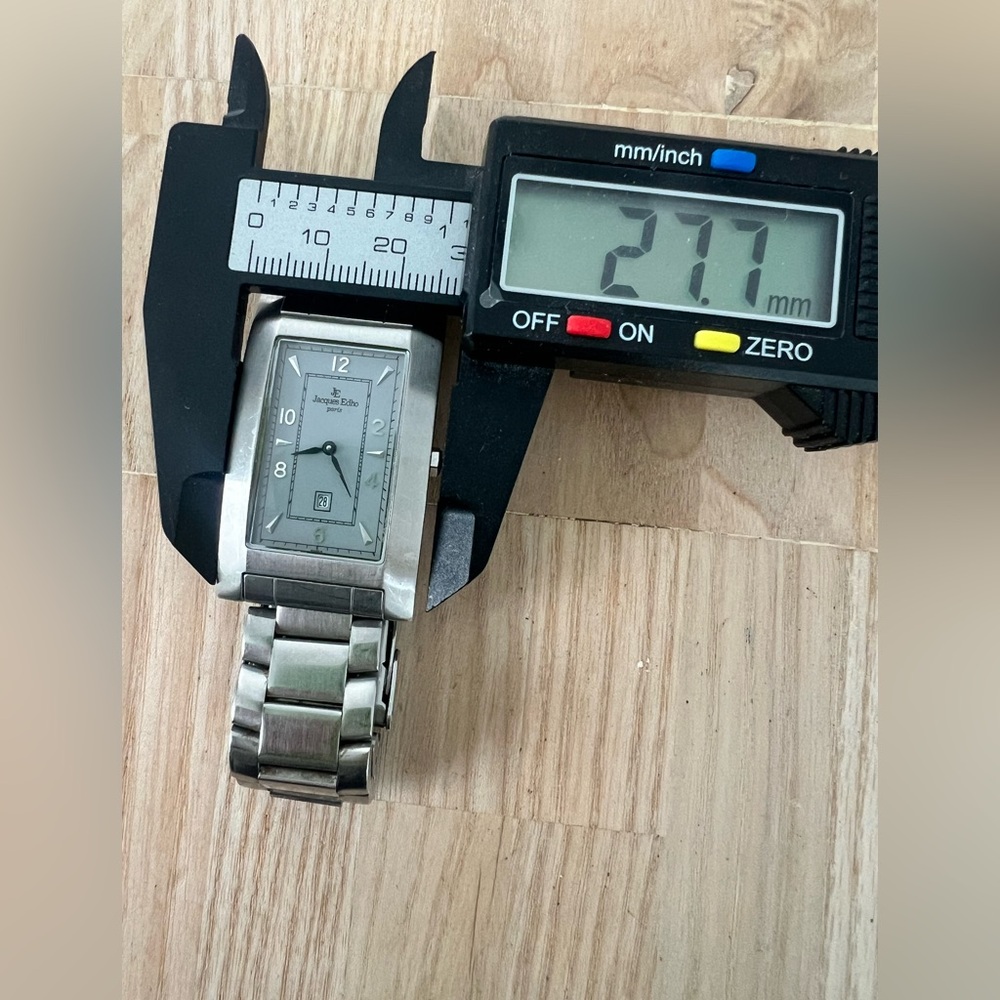 Jacques Edho Paris Silver Tone Rectangular Curvex… - image 8